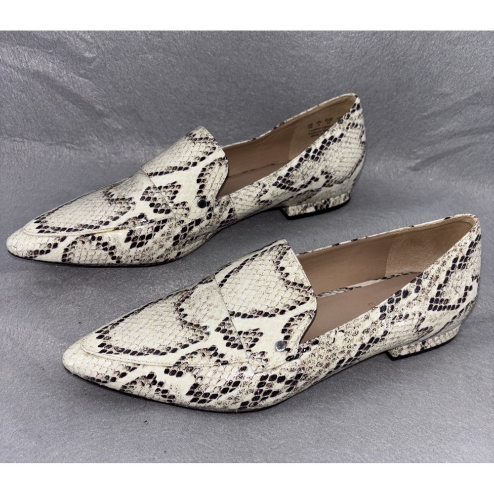 Naturalizer 27 Edit Harlie Slip On Loafer Black Off White Snakeskin Women's 7 EC